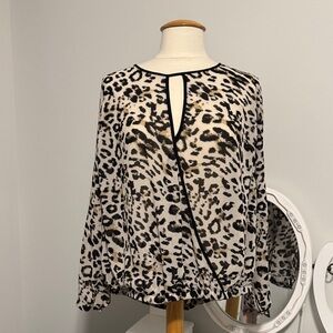Torrid Black and Cream Leopard Blouse